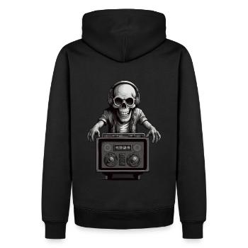 Totenkopf Musiker - Männer Premium Bio Hoodie - Schwarz - Hinten - Nico (187cm)