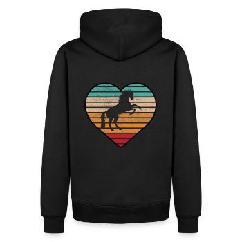 Pferde Reiter Retro Vintage Design - Männer Premium Bio Hoodie - Schwarz - Hinten - Nico (187cm)