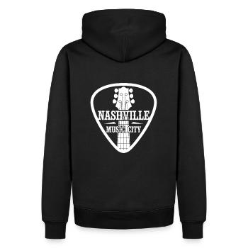 Nashville Music City Gitarren-Plektrum - Männer Premium Bio Hoodie - Schwarz - Hinten - Nico (187cm)
