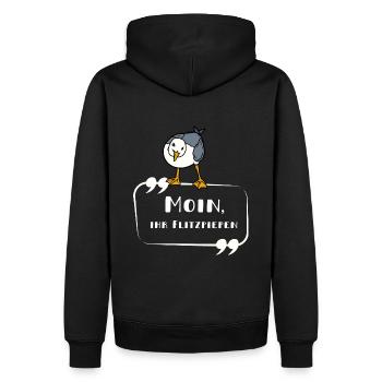 MÖWE Moin ihr Flitzpiepen norddeutsch lustig - Männer Premium Bio Hoodie - Schwarz - Hinten - Nico (187cm)