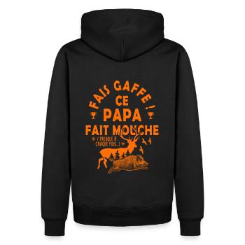 Chasse chasser papa fais mouche papa chasseur - Sweat à capuche Premium bio Homme - noir - Dos - Nico (187cm)