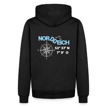 Norddeich Ostfriesland Nordsee Koordinaten NDD - Männer Premium Bio Hoodie - Schwarz - Hinten - Nico (187cm)