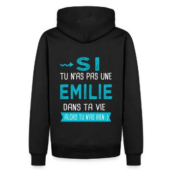 Emilie Si tu n as pas une emilie - Sweat à capuche Premium bio Homme - noir - Dos - Nico (187cm)