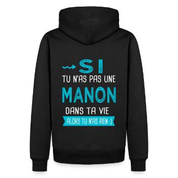 Manon Si tu n as pas une manon - Sweat à capuche Premium bio Homme - noir - Dos - Nico (187cm)