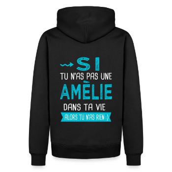 Amélie Si tu n as pas une amélie - Sweat à capuche Premium bio Homme - noir - Dos - Nico (187cm)