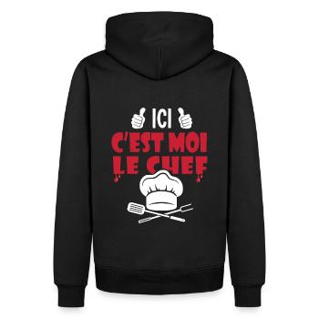 ici c est moi le chef cadeau papa cuisinier - Sweat à capuche Premium bio Homme - noir - Dos - Nico (187cm)
