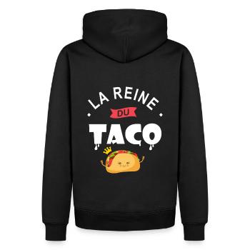 la reine du taco cadeau femme chef taco - Sweat à capuche Premium bio Homme - noir - Dos - Nico (187cm)