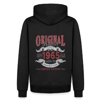 Né en 1965 Cadeau 1965 Anniversaire - Sweat à capuche Premium bio Homme - noir - Dos - Nico (187cm)