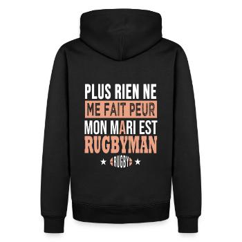 Rugby sport rugby Cadeau femme mari joueur rugby - Sweat à capuche Premium bio Homme - noir - Dos - Nico (187cm)