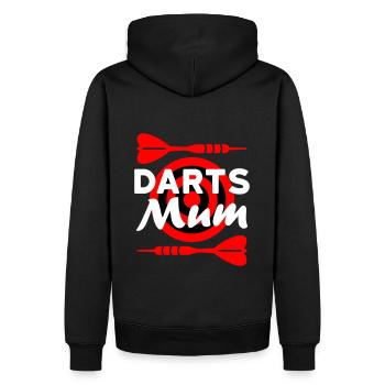 Darts mum (Dartpfeile, Dartscheibe im Hintergrund) - Männer Premium Bio Hoodie - Schwarz - Hinten - Nico (187cm)