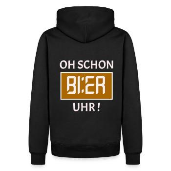 Oh schon BIER Uhr ! - Malle - Mallorca - Party - Männer Premium Bio Hoodie - Schwarz - Hinten - Nico (187cm)