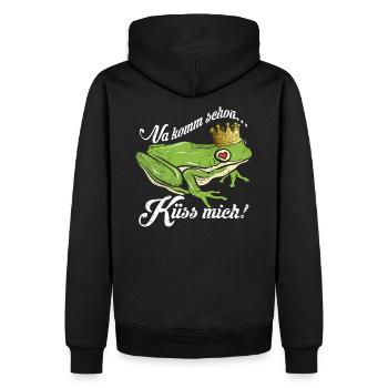 Küss mich | Froschkönig - Männer Premium Bio Hoodie - Schwarz - Hinten - Nico (187cm)