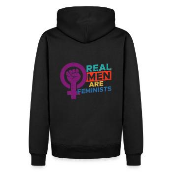 Real Men are Feminists Geschenk - Männer Premium Bio Hoodie - Schwarz - Hinten - Nico (187cm)