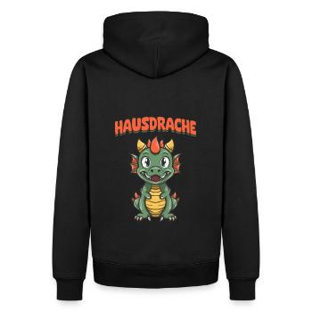 Hausdrache. Stark, Mutig und Unbesiegbar. Drache - Männer Premium Bio Hoodie - Schwarz - Hinten - Nico (187cm)