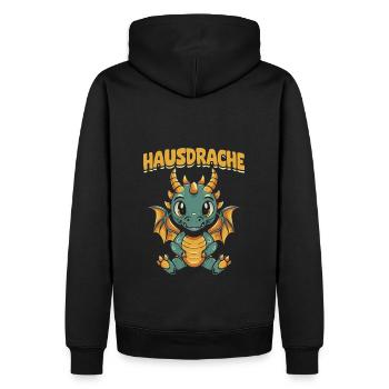 Hausdrache. Stark, Mutig und Unbesiegbar. Drache - Männer Premium Bio Hoodie - Schwarz - Hinten - Nico (187cm)