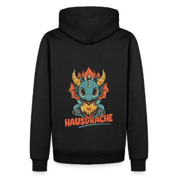 Hausdrache. Stark, Mutig und Unbesiegbar. Drache - Männer Premium Bio Hoodie - Schwarz - Hinten - Nico (187cm)