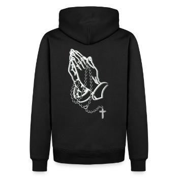 Mains en l’air - Sweat à capuche Premium bio Homme - noir - Dos - Nico (187cm)