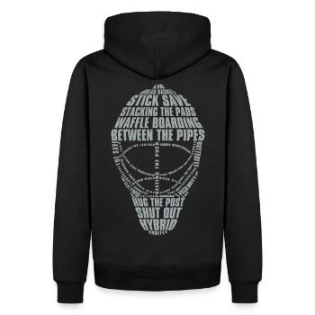Hockey-Tormann-Maske (Lichtfarbe-Design) - Männer Premium Bio Hoodie - Schwarz - Hinten - Nico (187cm)