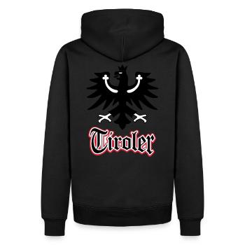 T Shirt für echte Tiroler Patrioten - Männer Premium Bio Hoodie - Schwarz - Hinten - Nico (187cm)