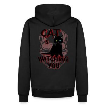 Catlover, Cat is watching you - Men’s Premium Organic Hoodie - black - Back - Nico (187cm)
