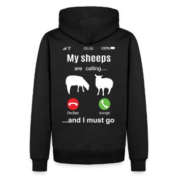 Schaf lustig Schafe rufen Schäfer Geschenkidee Fun - Männer Premium Bio Hoodie - Schwarz - Hinten - Nico (187cm)