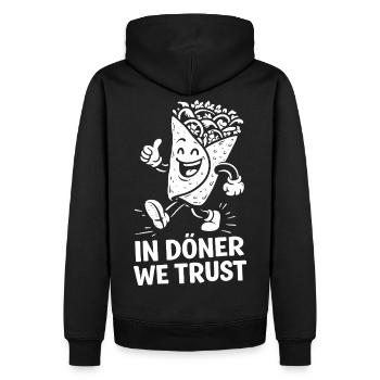In Döner We Trust – le Snack le Plus Sacré du Monde - Sweat à capuche Premium bio Homme - noir - Dos - Nico (187cm)
