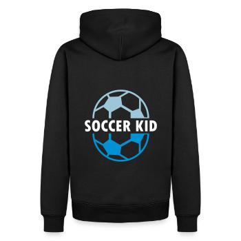 Soccer kid (two halves of football) - Men’s Premium Organic Hoodie - black - Back - Nico (187cm)