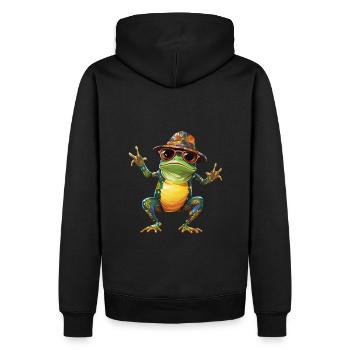 grenouille dansante cool avec chapeau et lunettes de soleil - Sweat à capuche Premium bio Homme - noir - Dos - Nico (187cm)