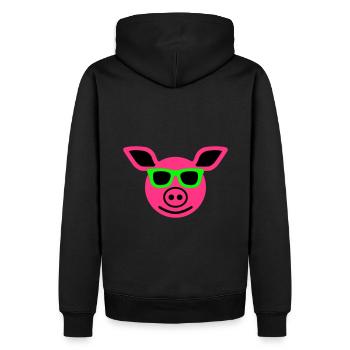 Cochon avec lunettes de soleil - Sweat à capuche Premium bio Homme - noir - Dos - Nico (187cm)