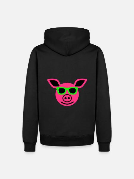 Gris med solbriller - Herre Premium økologisk hoodie - sort