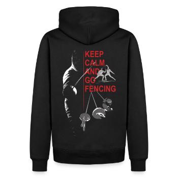 Fencing, Gift, Training, Keep Calm - Men’s Premium Organic Hoodie - black - Back - Nico (187cm)