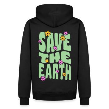 SAVE THE EARTH - Männer Premium Bio Hoodie - Schwarz - Hinten - Nico (187cm)