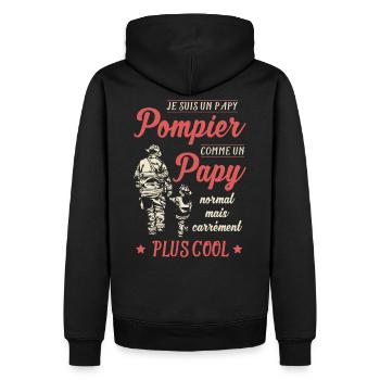 Grand Père Sapeur Pompier Papy Cool Pompiers Papi - Sweat à capuche Premium bio Homme - noir - Dos - Nico (187cm)