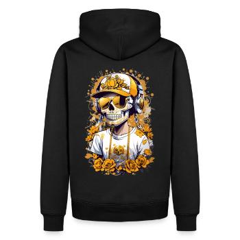 Zucker Skull - Männer Premium Bio Hoodie - Schwarz - Hinten - Nico (187cm)