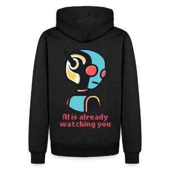 L’IA vous surveille déjà - Sweat à capuche Premium bio Homme - noir - Dos - Nico (187cm)
