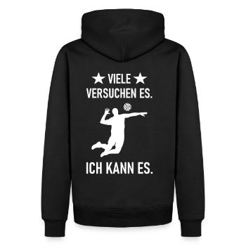 Ich kann es im Volleyball - Männer Premium Bio Hoodie - Schwarz - Hinten - Nico (187cm)