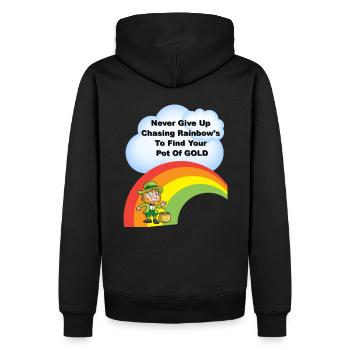 St Patricks Day Gold Regenbogen - Männer Premium Bio Hoodie - Schwarz - Hinten - Nico (187cm)