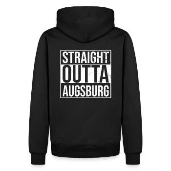 straight outta augsburg Hip Hop Städte Logo - Männer Premium Bio Hoodie - Schwarz - Hinten - Nico (187cm)