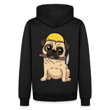 Baustelle Tiefbau Mops Handwerker bauen Hammer Job - Männer Premium Bio Hoodie - Schwarz - Hinten - Nico (187cm)