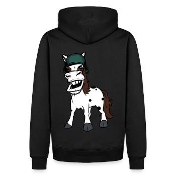 Funny Horse Gaul Army Horse Safety Helmet Soldier - Men’s Premium Organic Hoodie - black - Back - Nico (187cm)