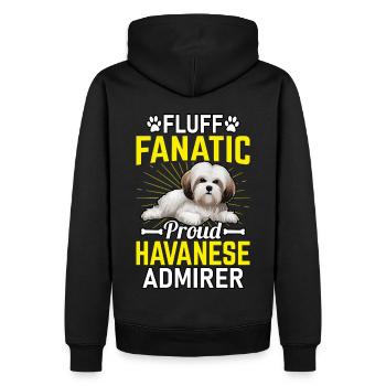 Fluff Fanatic Proud Havanese Admirer - Men’s Premium Organic Hoodie - black - Back - Nico (187cm)