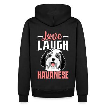 Amour Rire Bichon Havanais - Sweat à capuche Premium bio Homme - noir - Dos - Nico (187cm)