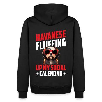 Havanese Fluffing up my social calendar - Männer Premium Bio Hoodie - Schwarz - Hinten - Nico (187cm)