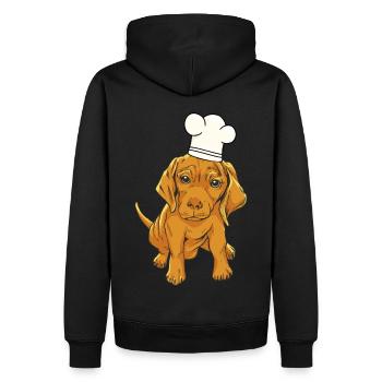 Chien toque de chef - Sweat à capuche Premium bio Homme - noir - Dos - Nico (187cm)