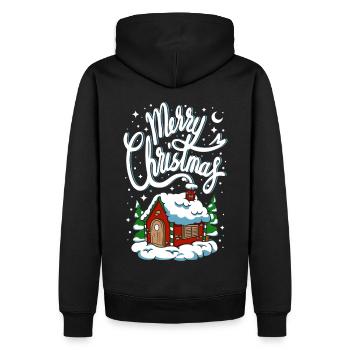 Noël Joyeux Noël Maison Chalet Sapin Neige - Sweat à capuche Premium bio Homme - noir - Dos - Nico (187cm)