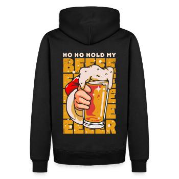 Weihnachten hoho hold my beer - Männer Premium Bio Hoodie - Schwarz - Hinten - Nico (187cm)