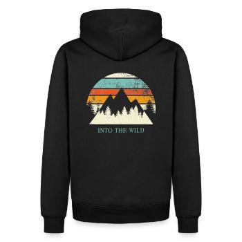 Into the wild Spruch Sprüche Retro Berge Outdoor - Männer Premium Bio Hoodie - Schwarz - Hinten - Nico (187cm)