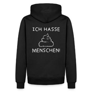 ich hasse menschen kackhaufen lustiger Spruch - Männer Premium Bio Hoodie - Schwarz - Hinten - Nico (187cm)