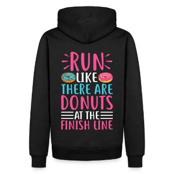 Lustiges Laufshirt Donut Motivation Joggen Sport - Männer Premium Bio Hoodie - Schwarz - Hinten - Nico (187cm)
