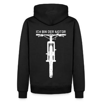 Mountainbike - OHNE MOTOR - MTB - Geschenk - Männer Premium Bio Hoodie - Schwarz - Hinten - Nico (187cm)